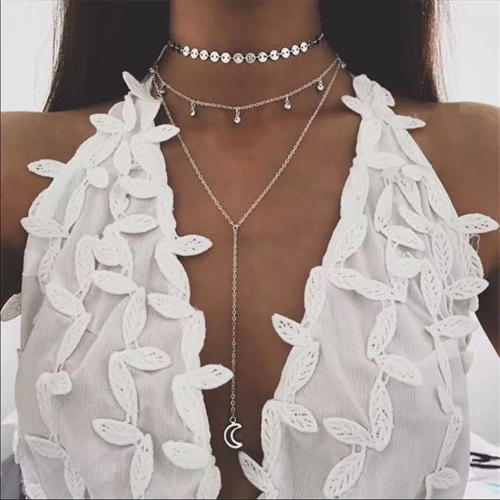 Sequins Crystal Moon Pendant